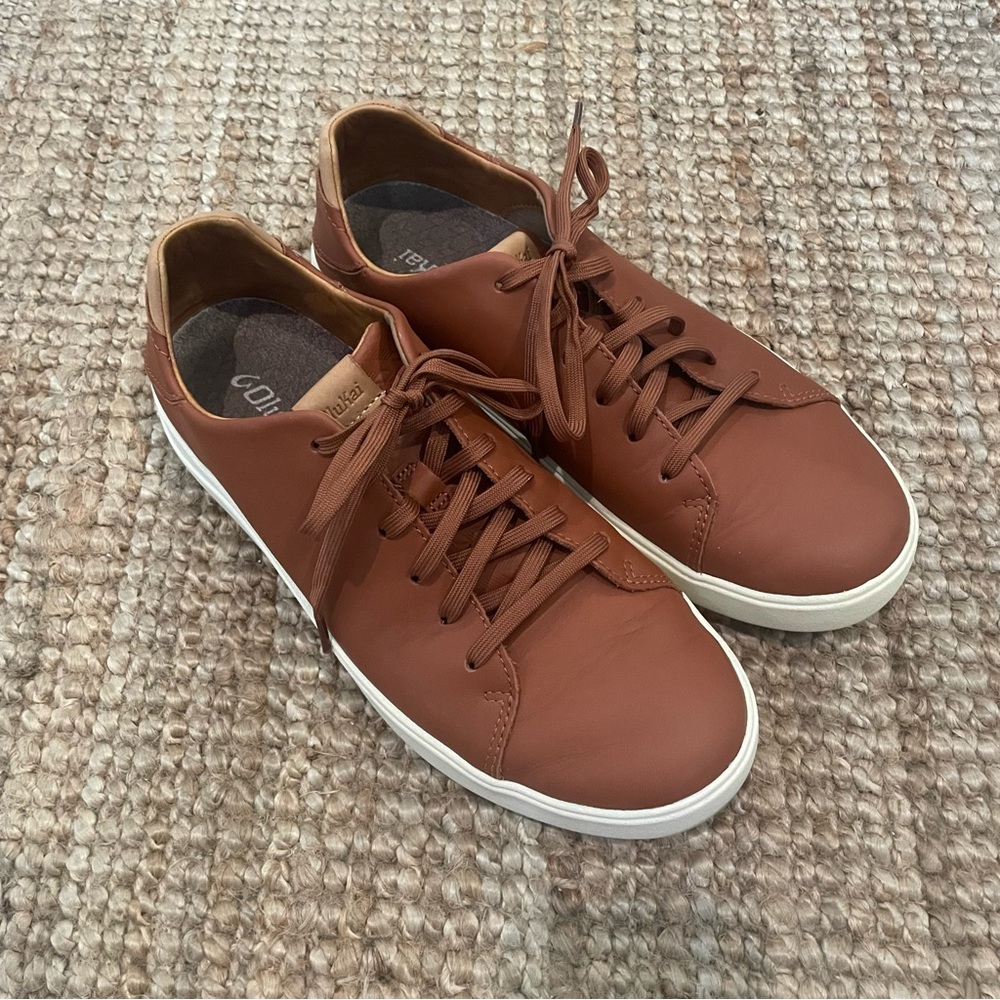 Olukai Lae‘ahi Lī ‘Ili Men’s Waterproof Leather Sneakers - Brown